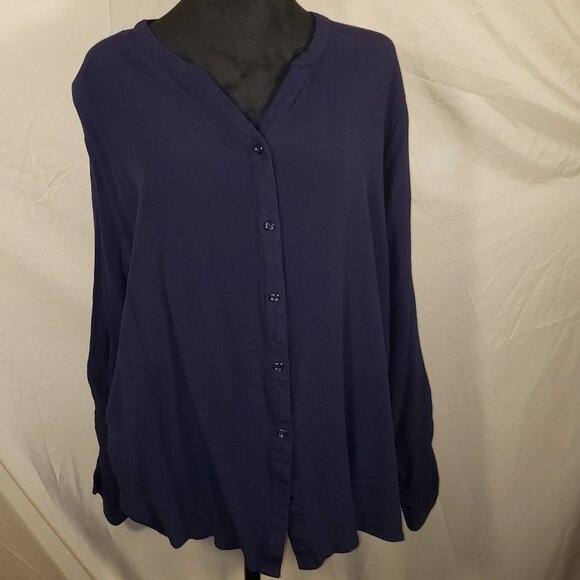 Jaclyn Smith Navy Blue Blouse XXL/EEG - Picture 1 of 4
